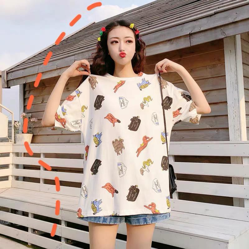 Oversize Tee Tshirt   Model Longgar Untuk Wanita Motif Kuda