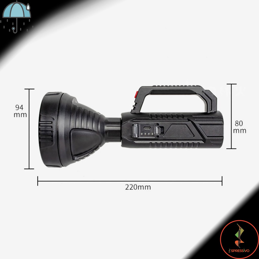 Lampu Senter Outdoor 3 Mode Flashlight Sinar Terang Rechargeable USB