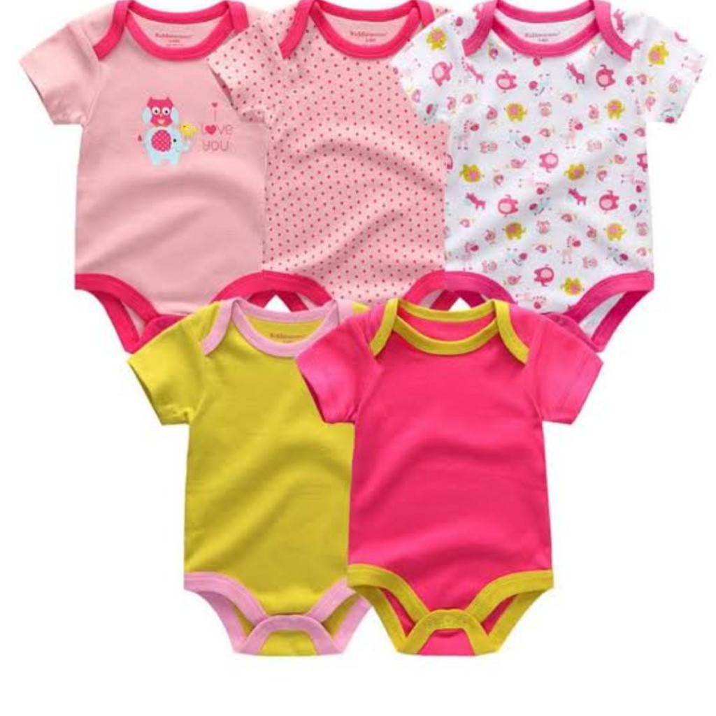 Jumper Car't Bayi Cewe Cowo 5in1 - Bodysuit Lengan Pendek Boy Girl - Bluefly Love Best Seller