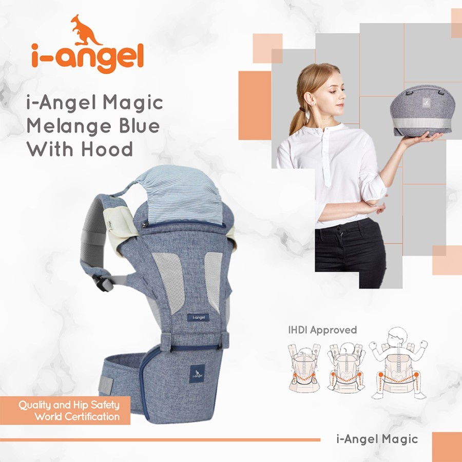 i-Angel Magic Melange Blue with Hood - Gendongan Bayi