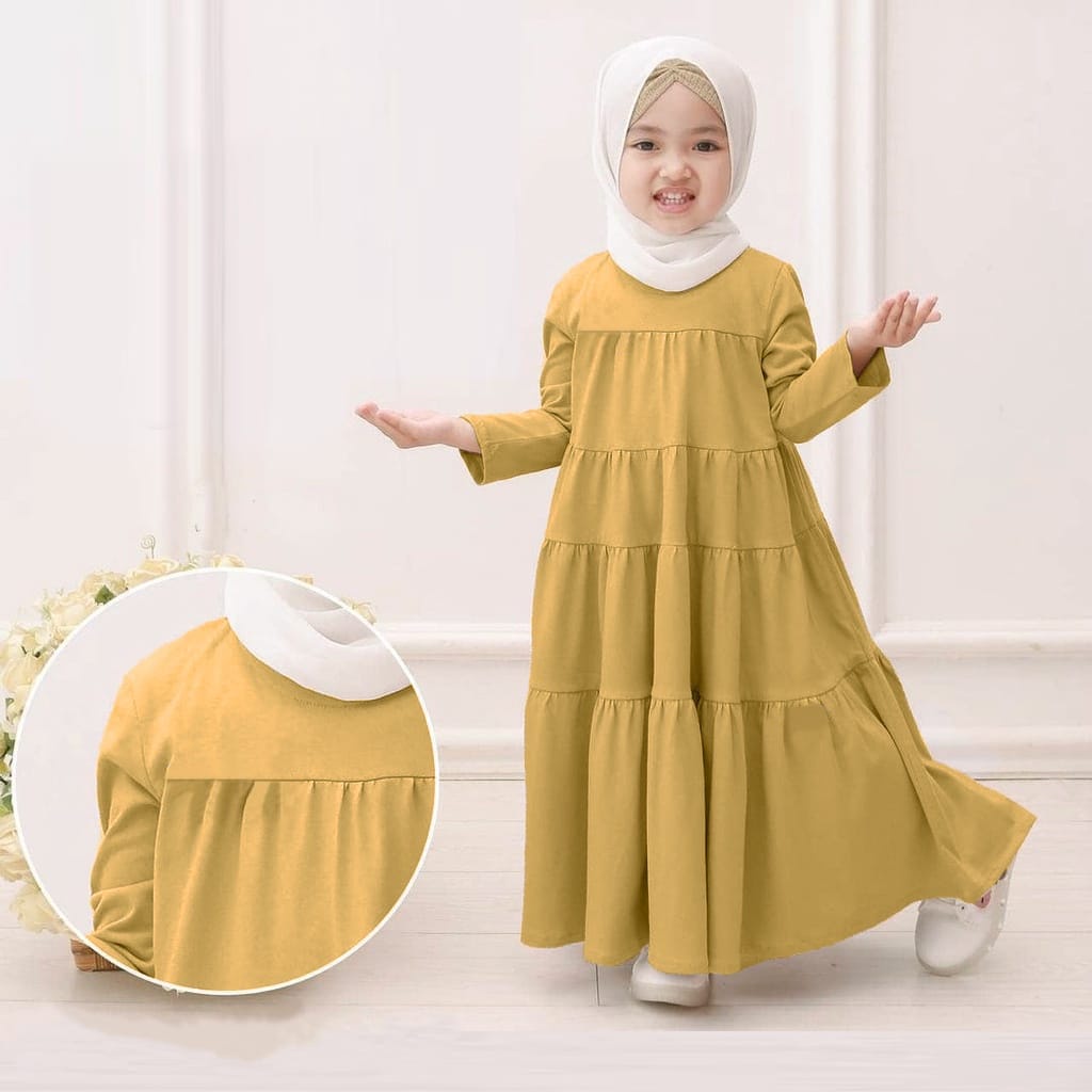 BEFAST - ZTL OOTD Dress Anak BIAN / DRESS ANAK AISYAH / Baju Gamis Anak-Anak Perempuan / Dress Maxy Polos / Fashion Anak Kekinian / Pakaian Anak Muslimah / Baju Ngaji Anak Perempuan / Termurah / Terlaris