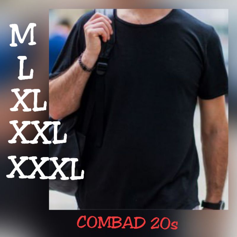 Oblong Pria/Kaos Polos BIGSIZE BLACK COMBAD 20s T-Shirt JUMBO ALL SIZE Kaos Jumbo Pria Wanita / COMBAD 20s cotton terbaik,tebal dan lembut,TShirt  Pria