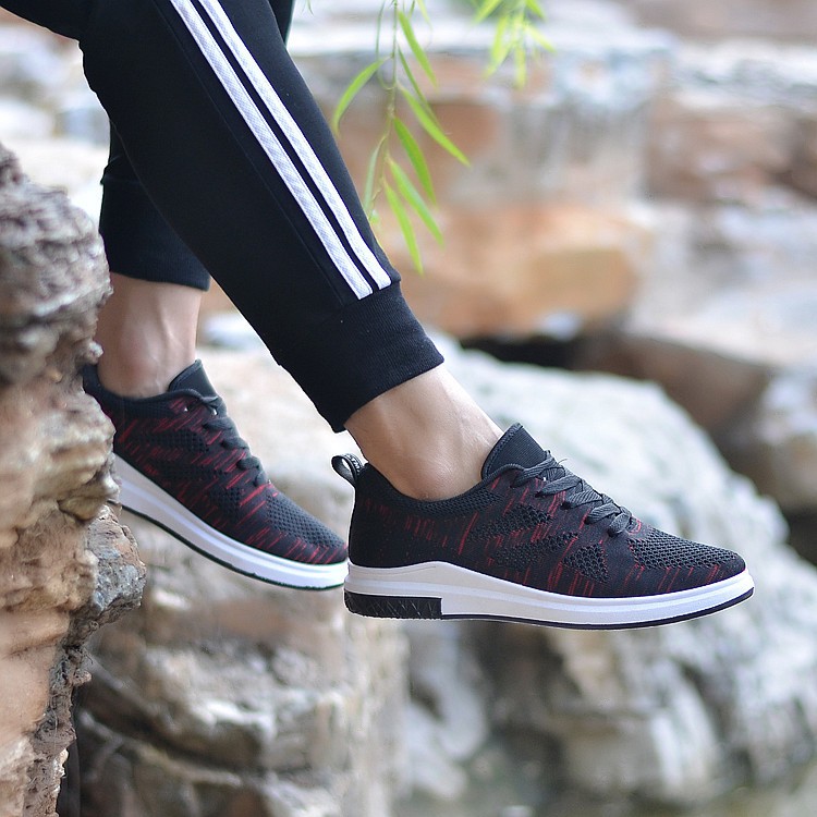 IMPORT SEPATU SNEAKERS PRIA SPORT MOTIF HUJAN !!! - HITAM MERAH