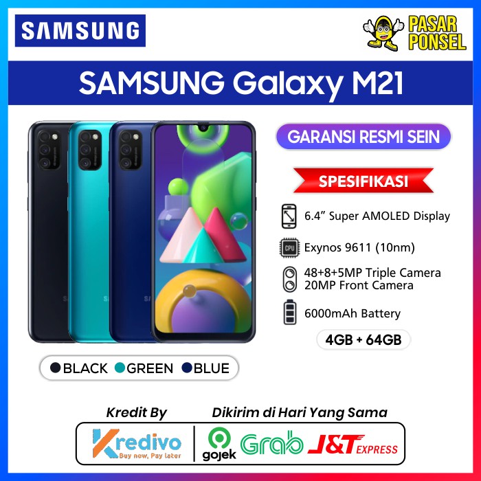 HP SAMSUNG GALAXY M21 4/64GB GARANSI RESMI TERMURAH SESURABAYA