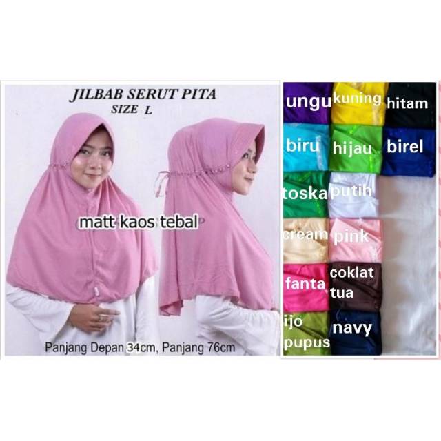 Jilbab Serut Rabbani Kayla Size L / Kerudung Rabbani Hijab Serut Pita