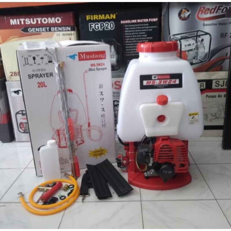 Mesin knapsack semprotan hama Mustang 2tak 20liter/knapsack Mustang power sprayer