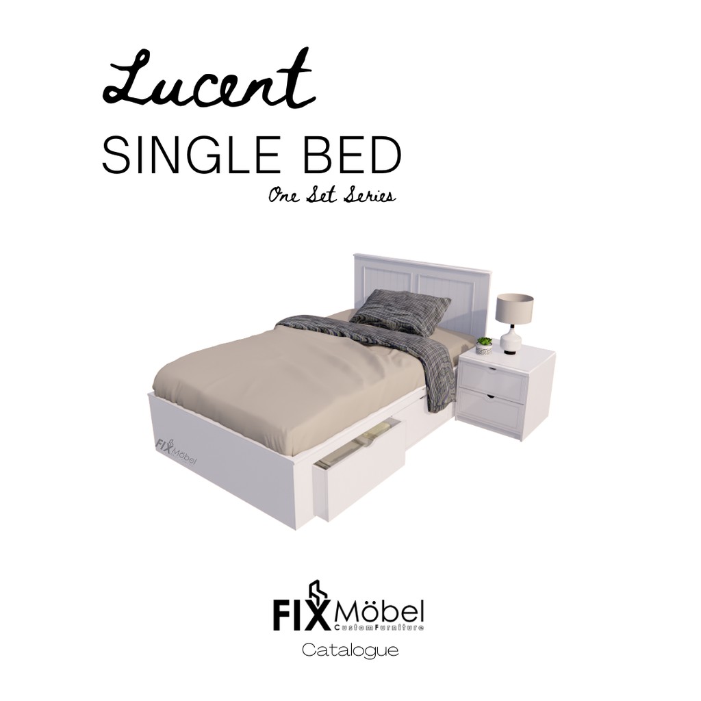 Jual LUCENT SINGLE BED (WITH SIDE TABLE)  TEMPAT TIDUR  KASUR