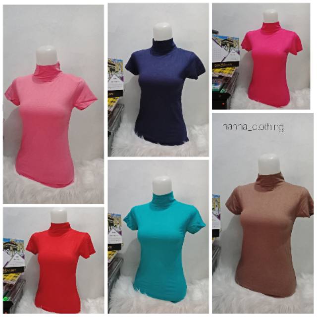 Kaos Leher Tinggi Tangan Pendek | Shopee Indonesia