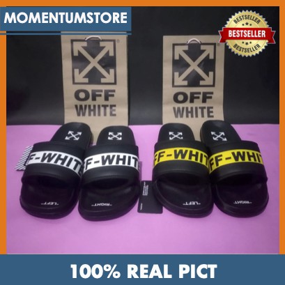 Sandal Pria dan Wanita Slide On Strip Off White Sandal Off-White Sandal Distro Off White Sandal Slop