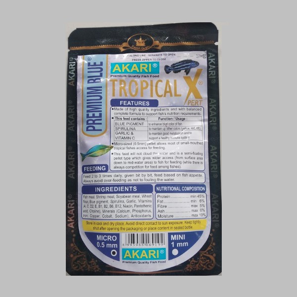 Akari Premium Blue Tropical Xpert 40g Makanan Pelet Ikan Hias Kecil