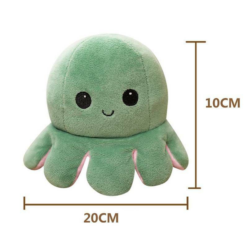 20cm Mainan Double-Sided Flip Reversible Octopus Plush Toy Marine Life Stuffed Animals Doll Boneka