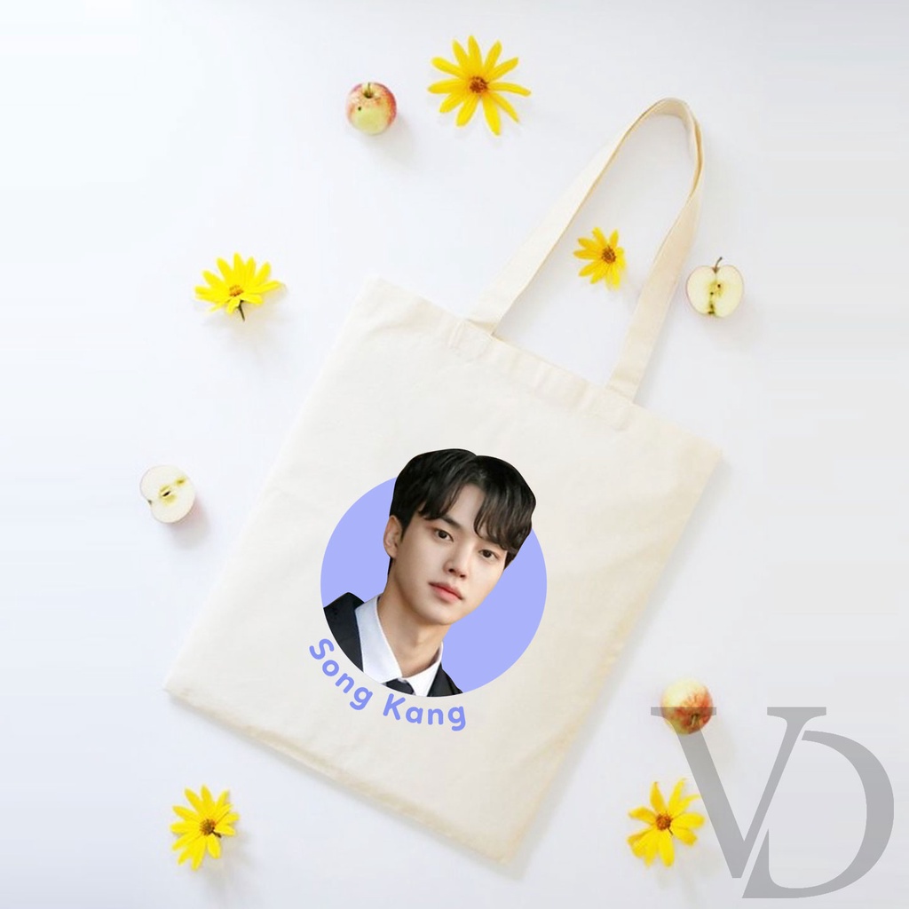 TOTE BAG BAHAN KANVAS KOREAN AKTOR / korean drama TOTE BAG / TAS BELANJA MOTIF KOREA