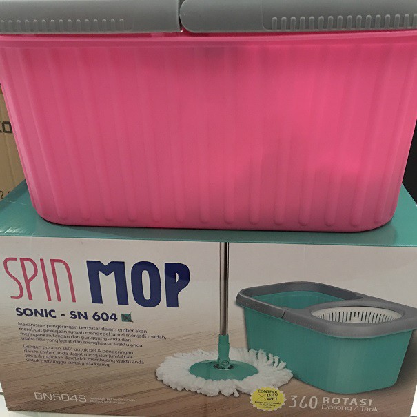 Spin Mop ALAT PEL Stenlis Stainless Peras Putar Otomatis merk Sonic SN604