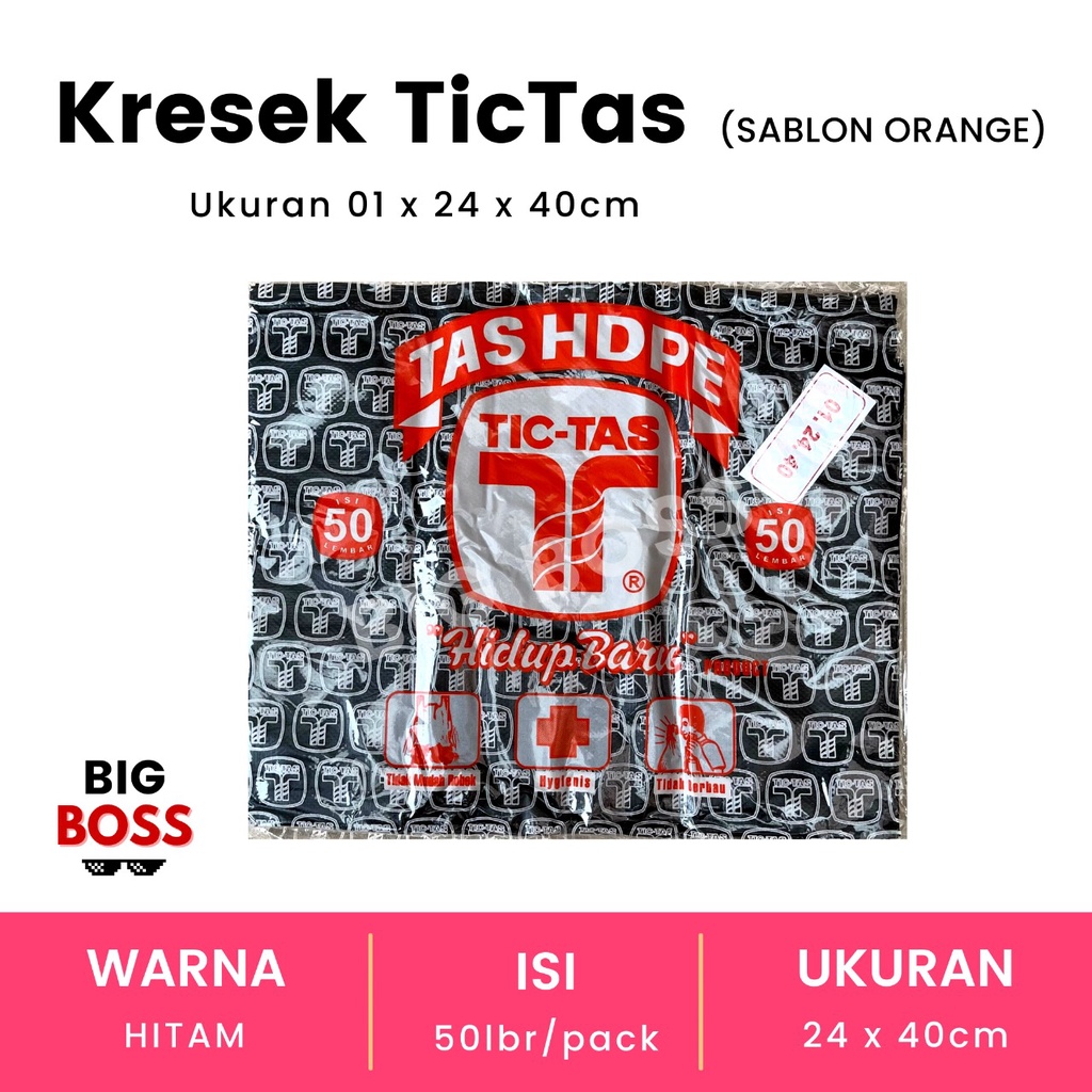 [ISI 50 LBR] Kantong Kresek Tictas Tanggung uk 24 Warna Hitam &amp; Putih / Kresek Tanggung Tictas MURAH GROSIR