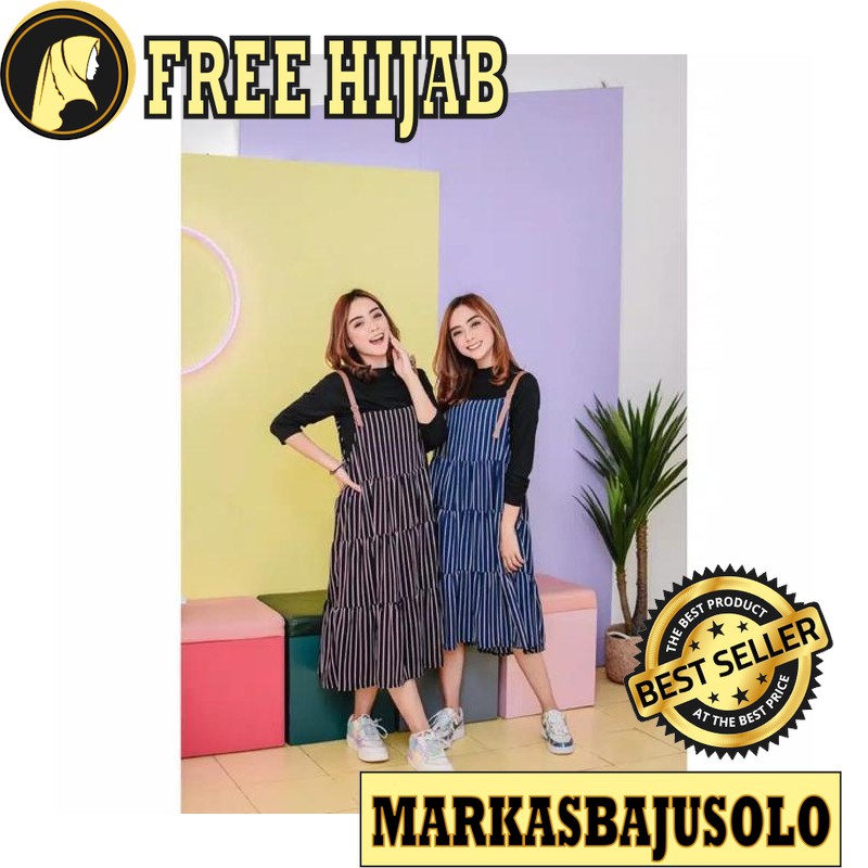 ROK THITA OVERALL REMPEL STRIPE MONALISA / ROK PLISKET IMPORT PREMIUM