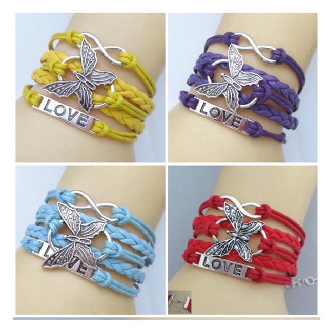 Gelang kulit import wanita fashion aksesoris A21 butterfly