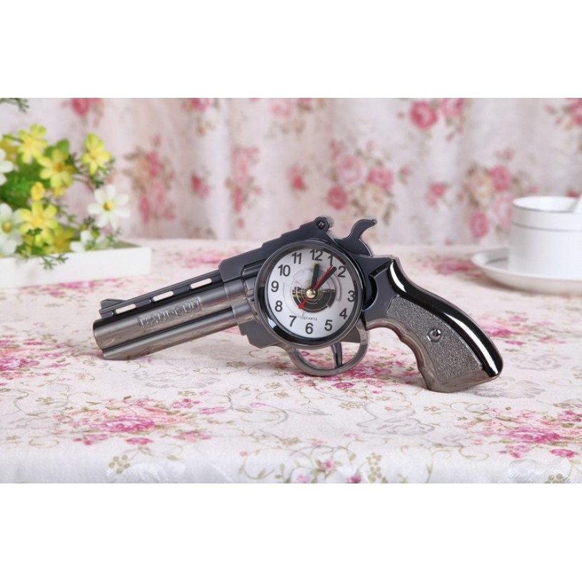 Jam Waker Bentuk PISTOL GUN TEMBAK / Jam Weker Bentuk PISTOL Unik / Jam Beker Motif PISTOL Elegan