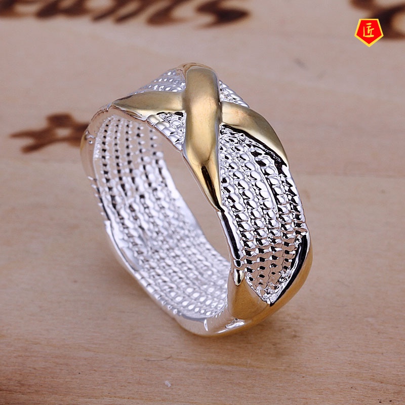 [Ready Stock]Classic Retro Fashion Silver Ring Color Separation