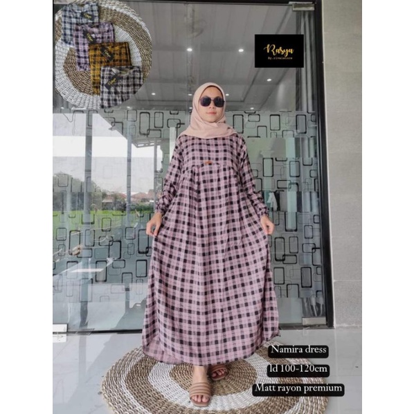 MIDI DRES KOTAK RAYON PREMIUM LD.110-120CM