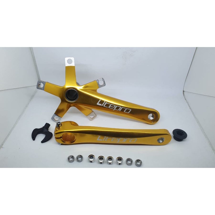 Arm Crank set Litepro HT2 Hollowtech Crank Litepro warna Gold