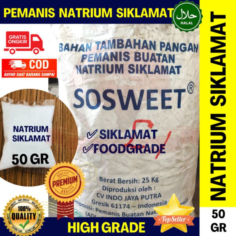 

Natrium Siklamat 50 gr HALAL/ Pemanis Makanan Minuman / Sodium Cyclamate