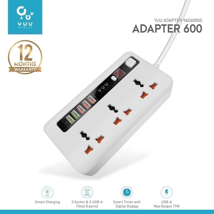 POWER SOCKETS ADAPTER WITH CHARGER TIMER AUTO DISCONNECT YUU YAD600SS