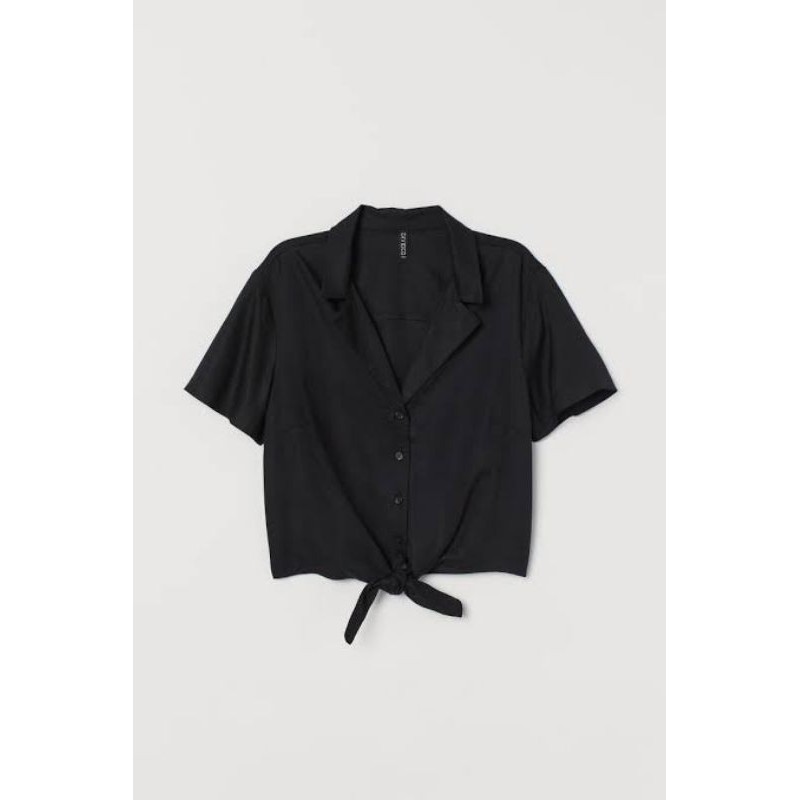 H&M Divided [ORI] Kemeja Santai Wanita Lengan Pendek Dengan Ikat Simpul