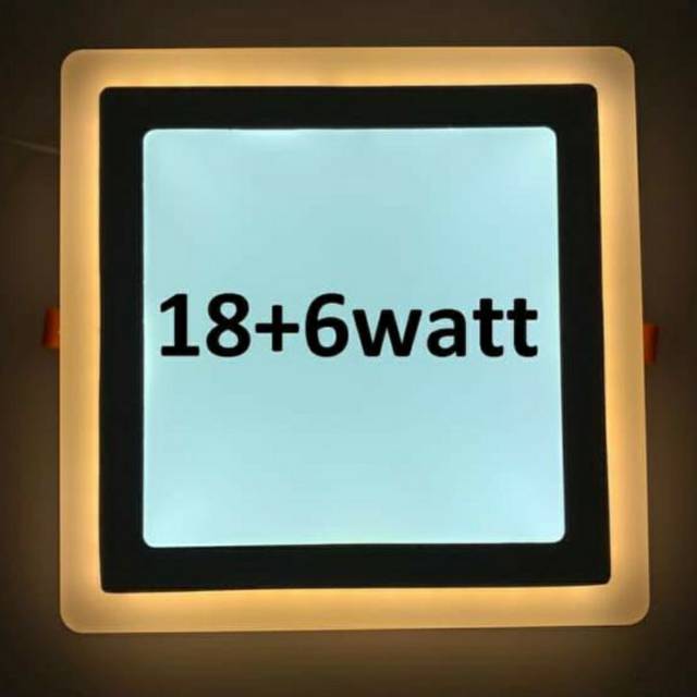 Downlight led panel inbow tanam plavon 2 warna kotak 18+6w. Putih + Kuning.  18w+6W. 2 colors