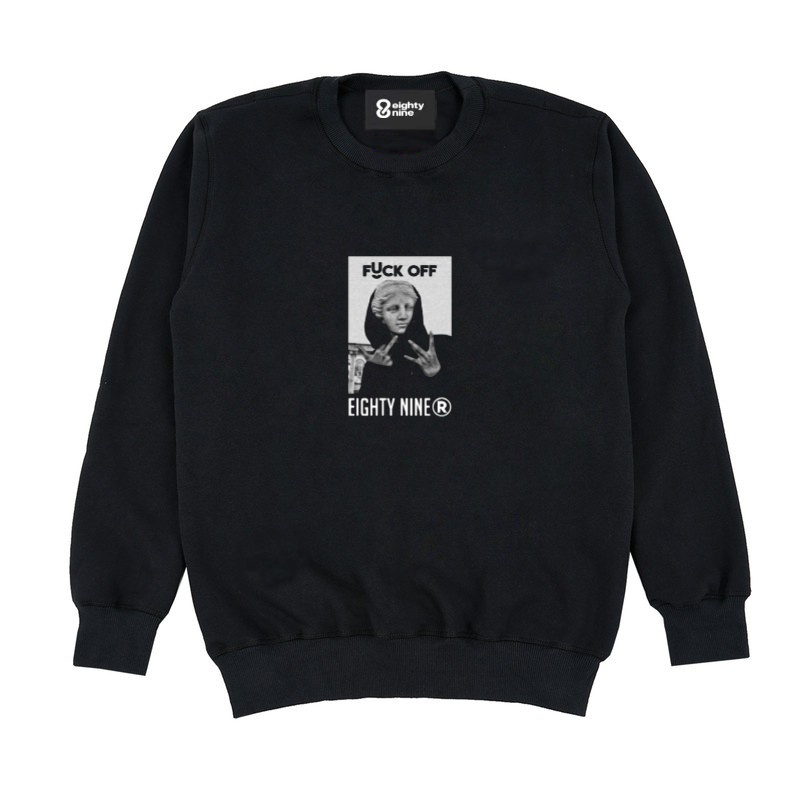 EGTN SOMNIUM CREWNECK BLACK MOTIF SIMPEL PRIA DAN WANITA