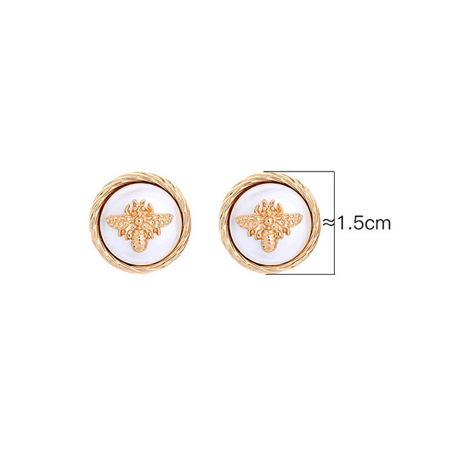 LRC Anting Tusuk Fashion White 925 Silver Needle Alloy Bee Earrings D03322