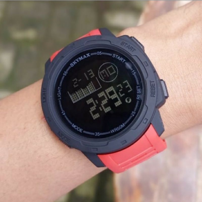 JAM TANGAN ORIGINAL WATER RESIST 100% SKYMAX 2021 G VARIAN WARNA MERAH HITAM