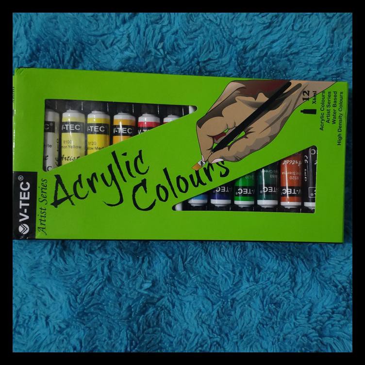 

New Produk V-Tec Acrylic Colours 6 Ml 12 Warna Cat Akrilik Lukis