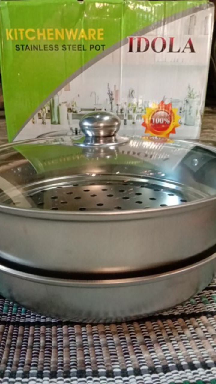 [ Cod ] Panci Steamer Stainless 2 Tingkat Kukusan Stainless Steel 28cm  / Panci Kukus 28cm