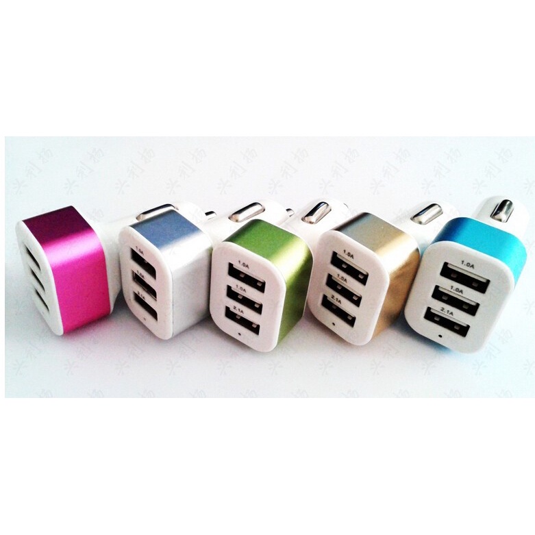 Car charger mobil 3 port usb 3 in 1 cars accecories interior gps chargernya handphone android phone