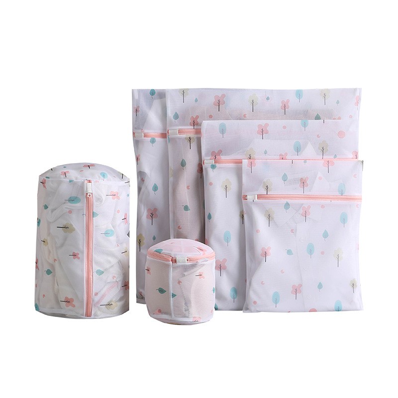 Laundry Bag Baju Kotor 1 Set 6 in 1 Kantong Mesin Cuci Motif Leaf &amp; Pineapple Kualitas Premium