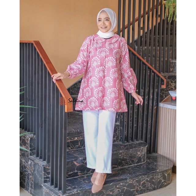 Nicota Blouse Atasan Batik Modern Kerja Kantor Wanita Katun Halus Adem Murah Kekinian