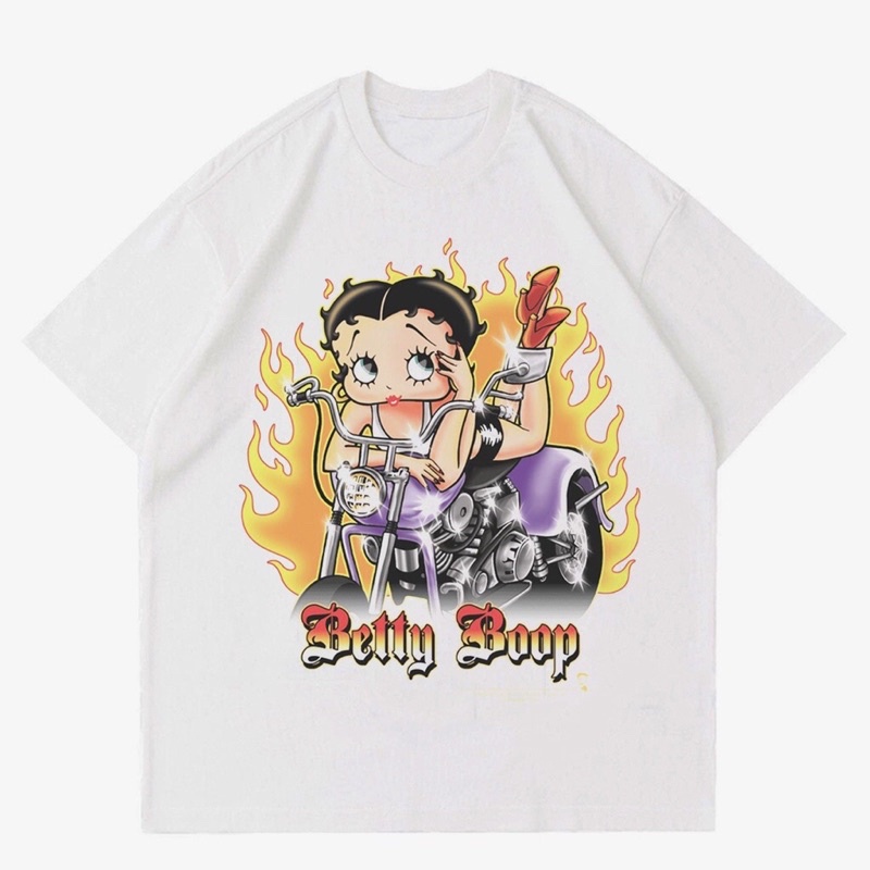 KAOS BETTY BOOP VINTAGE | T-SHIRT BETTY BOOP FLAME | BAJU AESTHETIC VINTAGE OVERSIZE BETTY BOOP PUTI