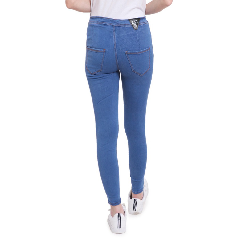 Dazina Blue HighWaist Skinny Plain Jeans Bawahan Wanita Premium Quality - HW Biru Muda