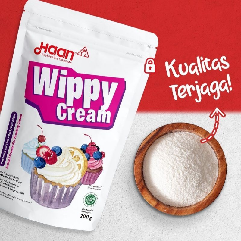 Whipe Cream Haan Wippy Krim Bubuk Instan Topping Minuman Kopi Coklat