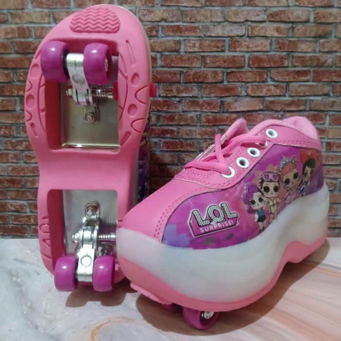 SEPATU RODA ANAK RODA 4 KARAKTER LOL - PINK PROMO