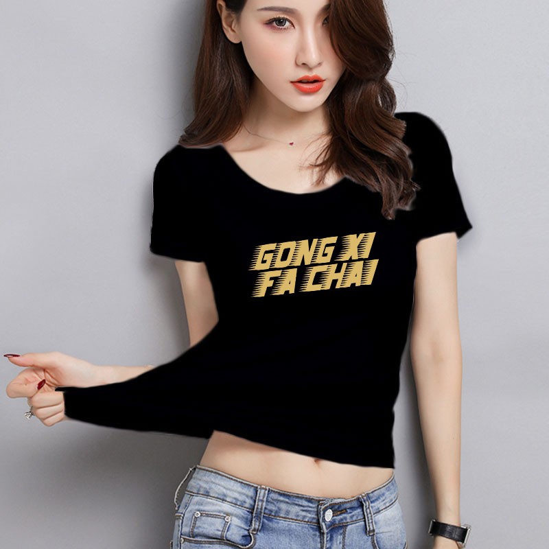 YOURSTYLE1119 - KAOS IMLEK/ KAOS WANITA ONECK GONG XI FA CHAI GOLD/ KAOS TERLARIS / KAOS ONECK