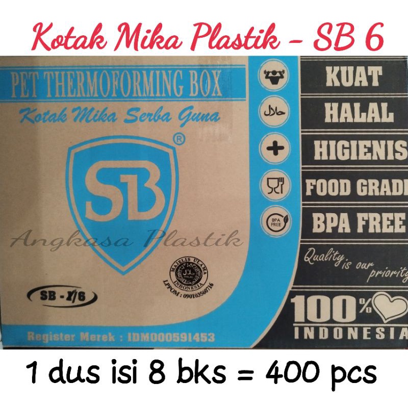 1 dus - Kotak Mika Plastik SB6 - SB 6 | isi 400 pcs