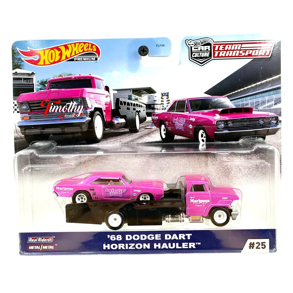 Hot Wheels Team Transport Dodge Dart Horizon Hauler Pink Truck Premium
