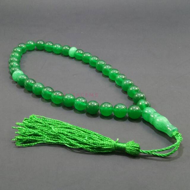 TASBIH BATU NATURAL AVENTURINE DIM 10 MM ISI 33 BUTIR PERLENGKAPAN IBADAH SHOLAT DZIKIR FASHION MUSLIM