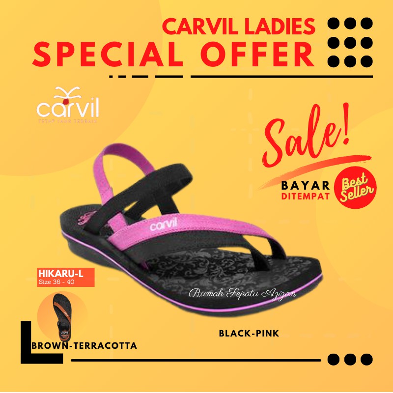 COD 8.8 CUCI GUDANG Carvil Hikaru-L Sandal Gunung Spons Wanita Remaja Original 100%