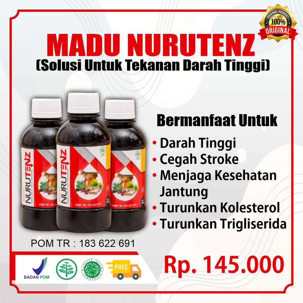 Madu Nurutenz Obat Herbal Darah Tinggi Hipertensi Limfoma Original