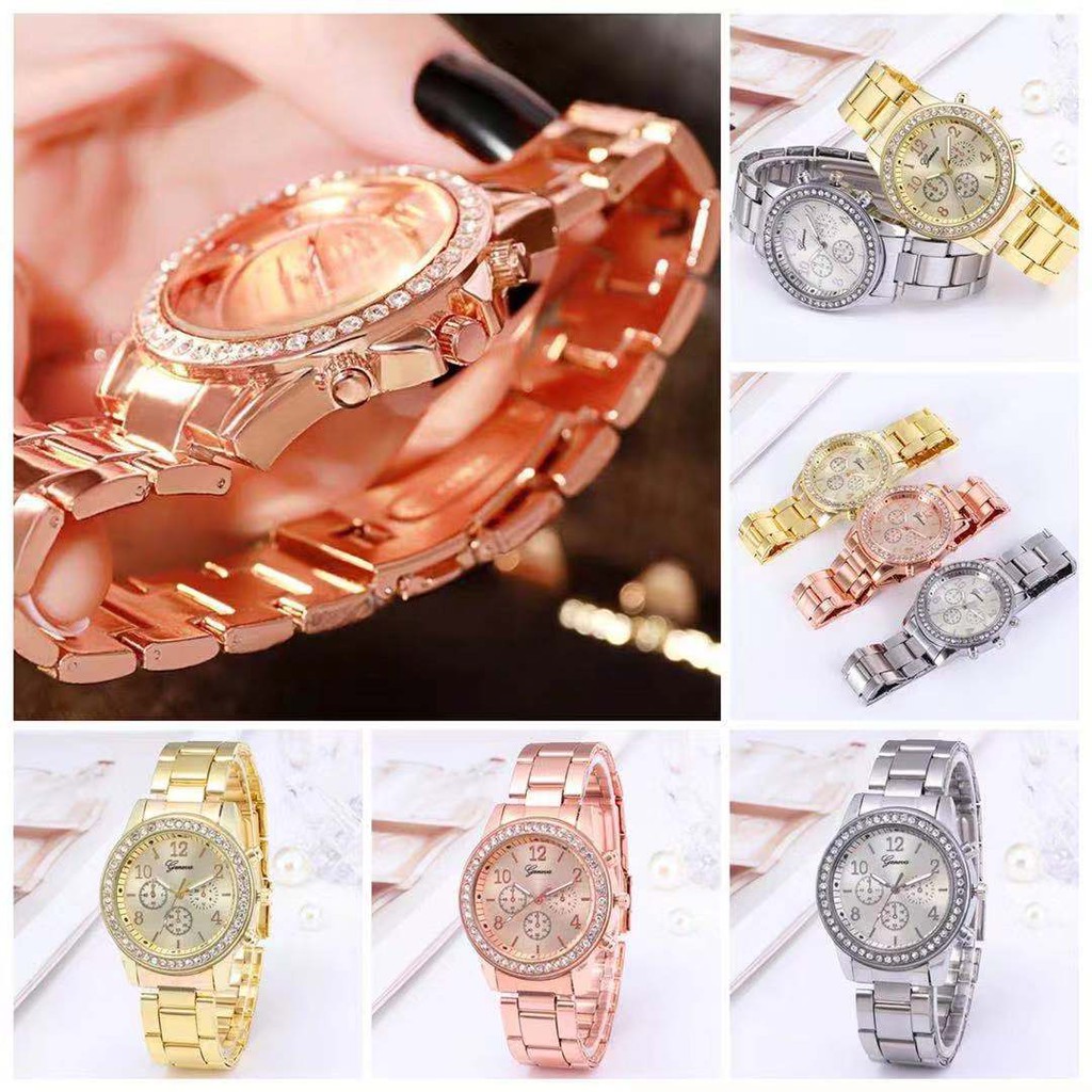 Jam Geneva Wanita Analog Diamond Fashion Casual Lady Wrist Watch Import / Jam Tangan Wanita Geneva