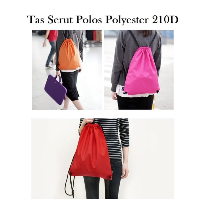 PROMO BISA COD TAS SELEMPANG PRIA BP22 Tas Serut Polos Polyester 210D / Tas Pria Wanita Backpack Ser