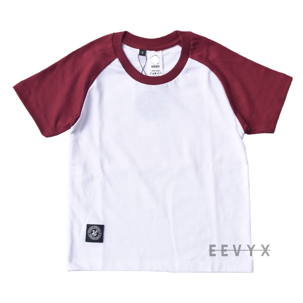 Baju Anak Laki Laki Reglan Kizzu Umur 1-12 Tahun Bahan Cotton 30S - Putih - Eevyx Store