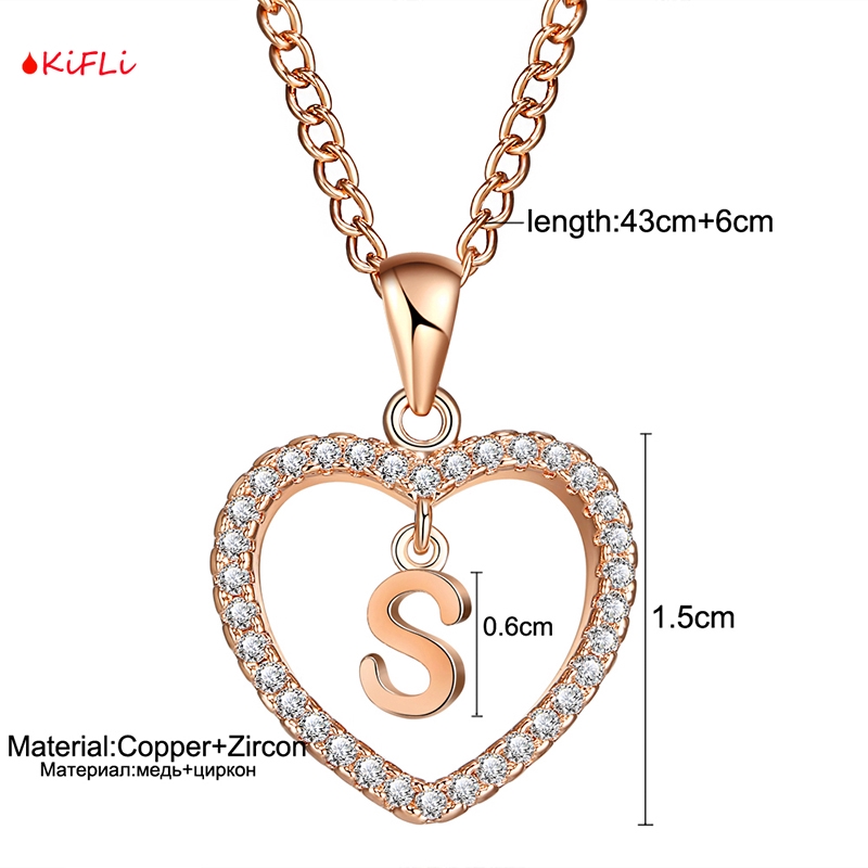 COD 26 Huruf Kalung,Kristal Titanium Anti Karat,18K Alfabet Liontin,Letter Necklace